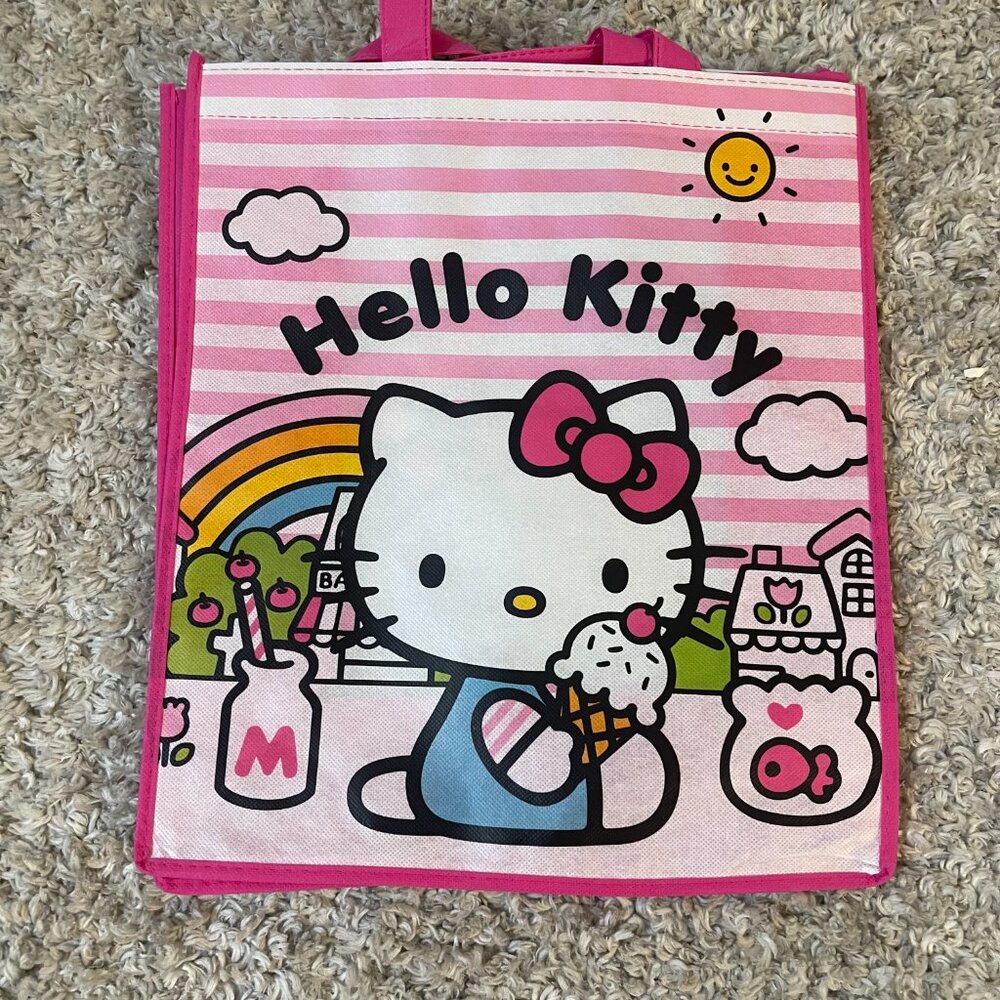 Hello Kitty Tote Bag Lot of 3 Pink Red Sanrio Reusable Shopper Bags - Picture 2 of 8